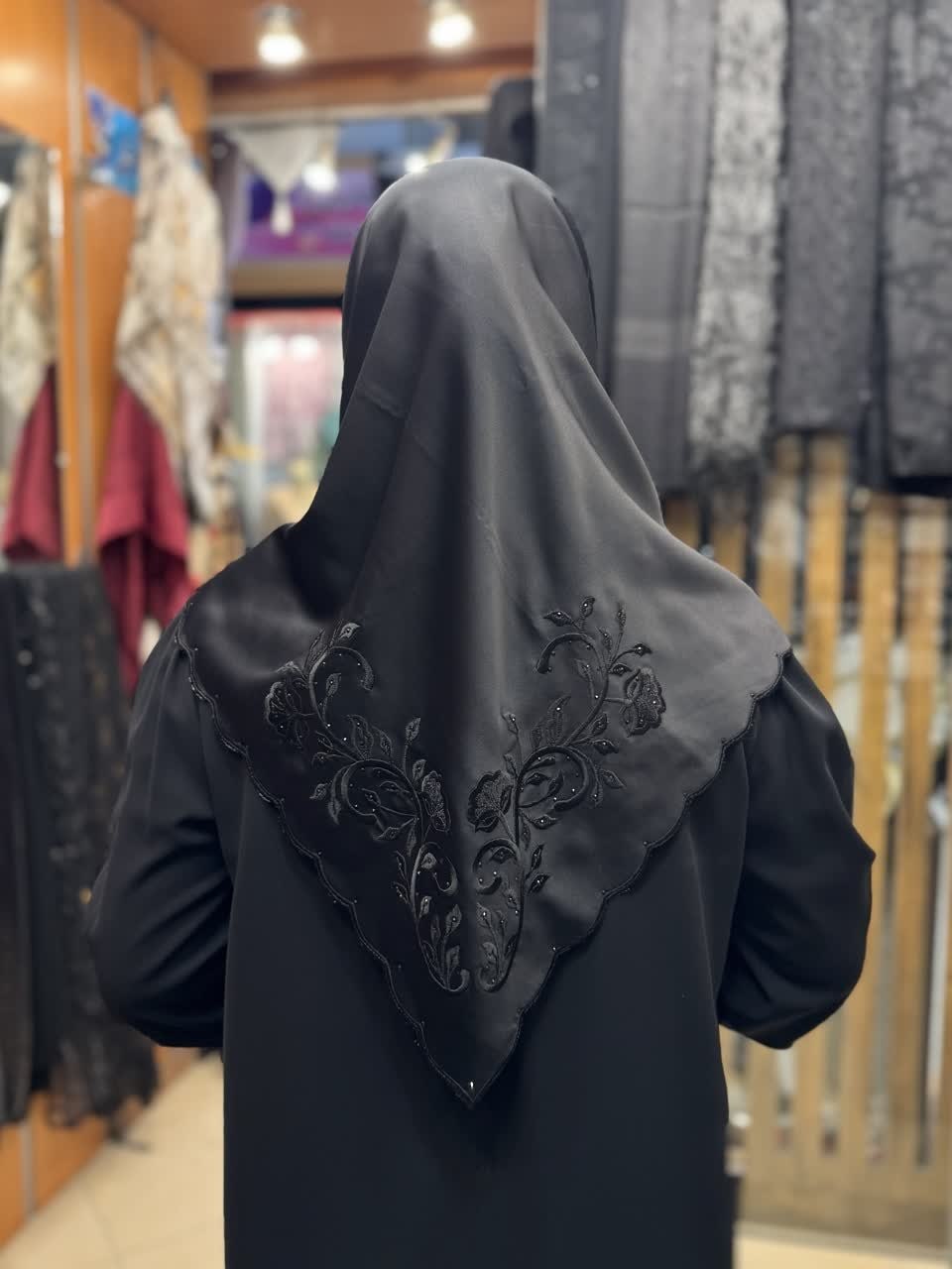 روسری ابریشم مشکی - Image 4